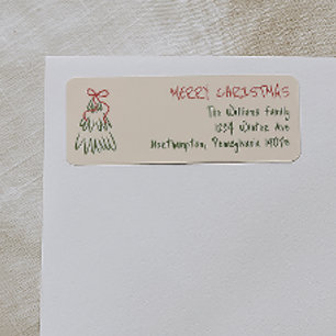 Handgetekende Vintage Vrolijk Kerstfeest Retouradr Etiket