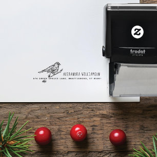 handgetekende vogel- & filiaalnaam & adres zelfinktende stempel
