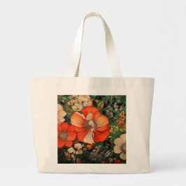 Handgetekende waterverf Seamless Floral Pattern Grote Tote Bag