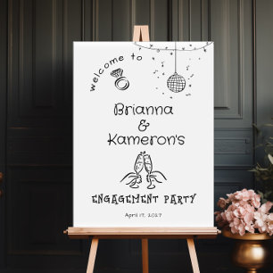 Handgetekende Whimsical Bruiloft verwelkoming Poster