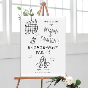 Handgetekende Whimsical Bruiloft Verwelkoming Poster