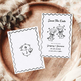 Handgetekende Whimsical Vreemde Handgeschreven Huw Save The Date
