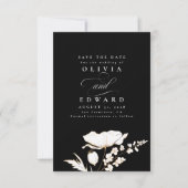 Handgetekende Wildbloemen Black Bewaar de datum Save The Date (Voorkant)