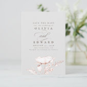 Handgetekende Wildbloemen Licht grijs Opslaan Datu Save The Date (Staand voorkant)