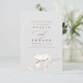 Handgetekende Wildbloemen Licht grijs Opslaan Datu Save The Date (Staand voorkant)