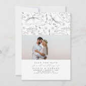 Handgetekende Wildbloemen Sage Save the Date Photo (Voorkant)