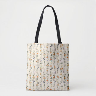 Handgetekende wilde bloemen draagtas