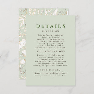 Handgetekende Wildflower Pattern Wedding Details Informatiekaartje
