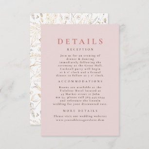 Handgetekende Wildflower Pattern Wedding Details Informatiekaartje
