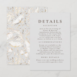 Handgetekende Wildflower Pattern Wedding Details Informatiekaartje