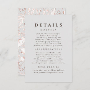 Handgetekende Wildflower Pattern Wedding Details Informatiekaartje