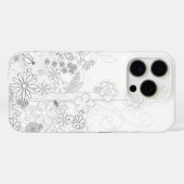 Handgetekende Wildflowers Zwart-wit Case-Mate iPhone Case (Achterkant (horizontaal))