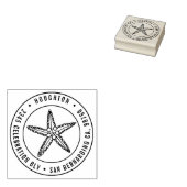 Handgetekende zeesterren ronde typografie retourad rubberstempel (Gestempeld)