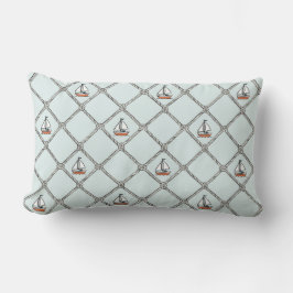 Handgetekende zeilboot met touw kussen