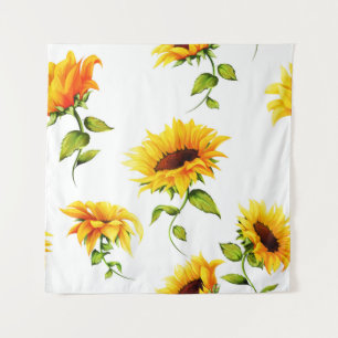 handgetekende zonnebloem Waterverf Wandkleed