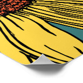 Handgetekende zonnebloemen Mint blauw Poster (Hoek)