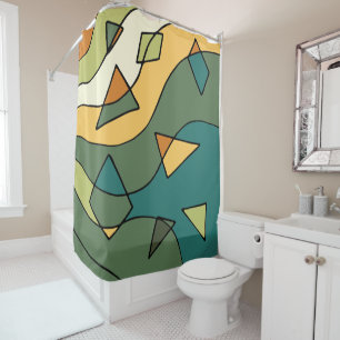 Handgetrokken abstract ontwerp douchegordijn