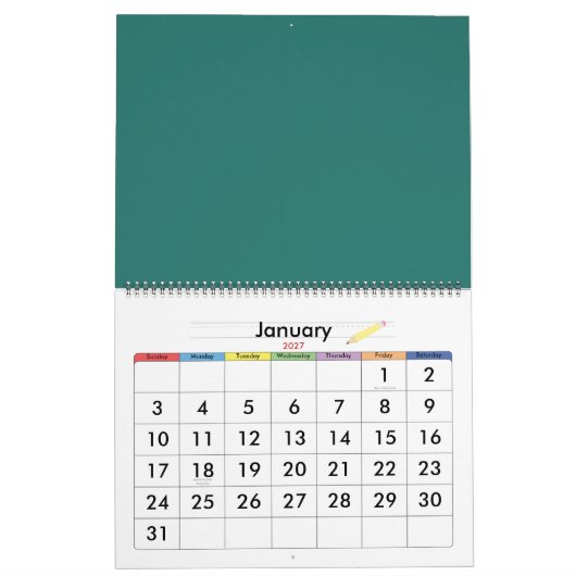 Handgetrokken abstract ontwerp kalender (Jan 2027)