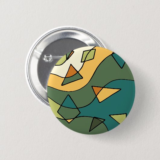 Handgetrokken abstract  ontwerp ronde button 5,7 cm (Voorkant /achterkant)