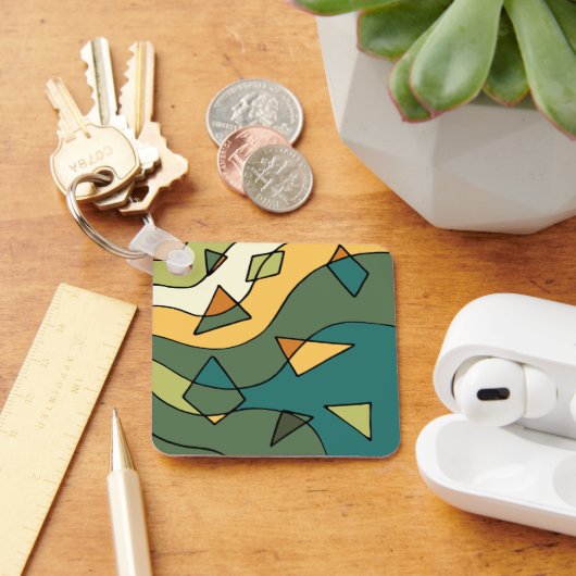 Handgetrokken abstract ontwerp sleutelhanger (Bureau)