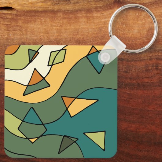 Handgetrokken abstract ontwerp sleutelhanger (Achterkant)