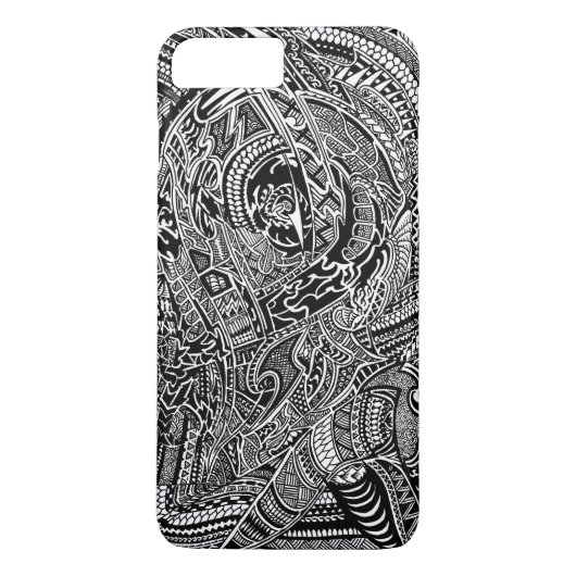 Handgetrokken Abstract Tribal Crazy Doodle Case-Mate iPhone Case (Achterkant)
