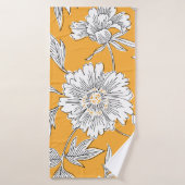 Handgetrokken abstracte tuinbloemen. Contourtekeni Badhanddoek (Badhanddoek)