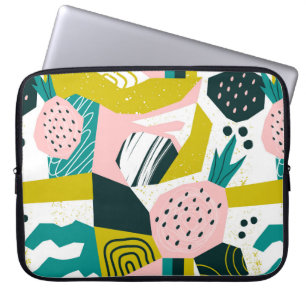 Handgetrokken anananassen en diverse vormen, vlekk laptop sleeve