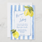 Handgetrokken blauwe strepen citroenen Italiaanse  Kaart (Voorkant)