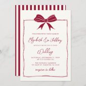 Handgetrokken Bow Coquette Modern Chic Wedding Kaart (Voorkant / Achterkant)