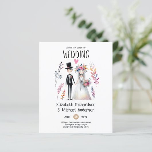 Handgetrokken bruid bruidegom Schattigee grappige  (Staand voorkant)