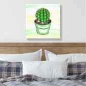 Handgetrokken Cactus Succulent Canvas Afdruk (Insitu (Slaapkamer))