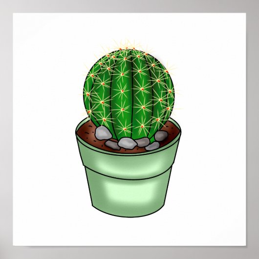 Handgetrokken Cactus Succulent Poster (Voorkant)