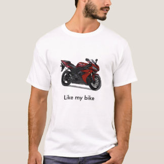 Handgetrokken cartoon motorfiets t-shirt