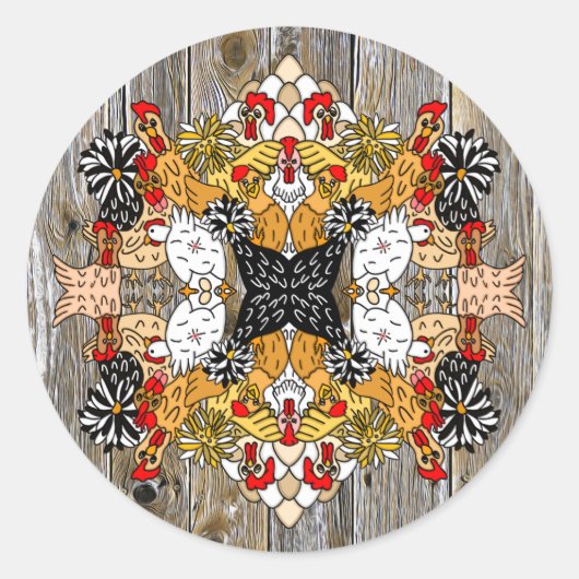 Handgetrokken Cartoon Ronde Sticker (Voorkant)