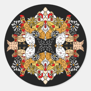 Handgetrokken Cartoon Ronde Sticker