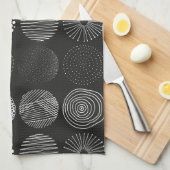 Handgetrokken cirkels Abstract zwart/wit B/W Theedoek (Quarter Fold)