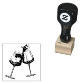 Handgetrokken drink van wijnglas 	rubberstempel (Gestempeld)