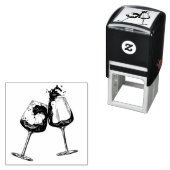 Handgetrokken drink van wijnglas zelfinktende stempel (In situ)