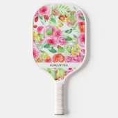 Handgetrokken elegante roze rozen, schattig & vrou pickleball paddle (Voorkant)