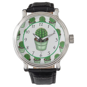 Handgetrokken huisplant Cacti Horloge