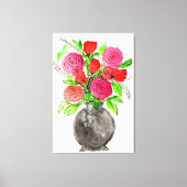 Handgetrokken inkt Stationair roze en rode Waterve Canvas Afdruk (Voorkant)