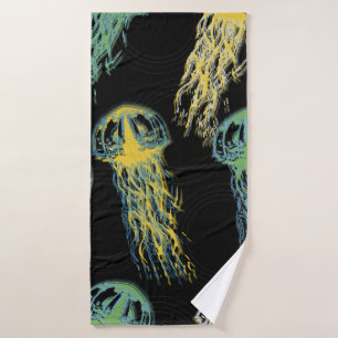 Handgetrokken kwallen textuur. Rasterhandgetekende Badhanddoek