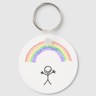 Handgetrokken man onder een regenboogsleutelhanger sleutelhanger