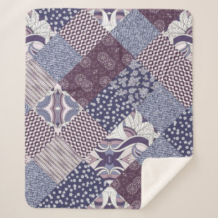 Handgetrokken naadloos patchworkpatroon.  sherpa deken