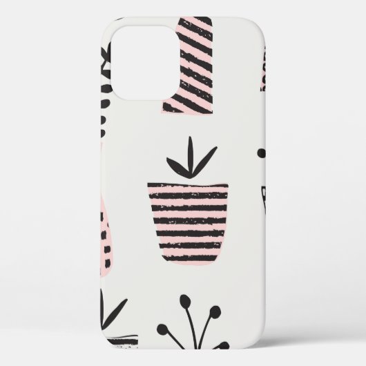 Handgetrokken naadloos patroon met planten in zwar Case-Mate iPhone case (Achterkant)
