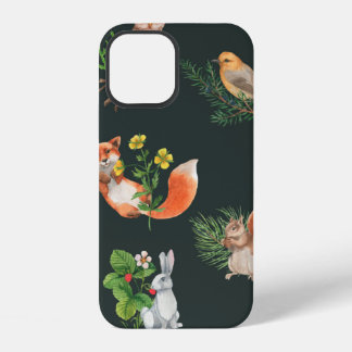 Handgetrokken naadloos patroon met waterverf bos iPhone 12 hoesje