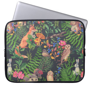Handgetrokken naadloos patroon met waterverf bos laptop sleeve