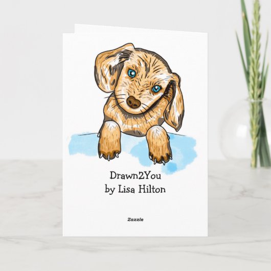 Handgetrokken puppy | Kop je omhoog Kaart (Achterkant)