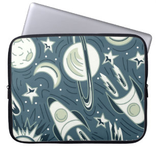 Handgetrokken ruimte naadloos patroon. Planten Laptop Sleeve